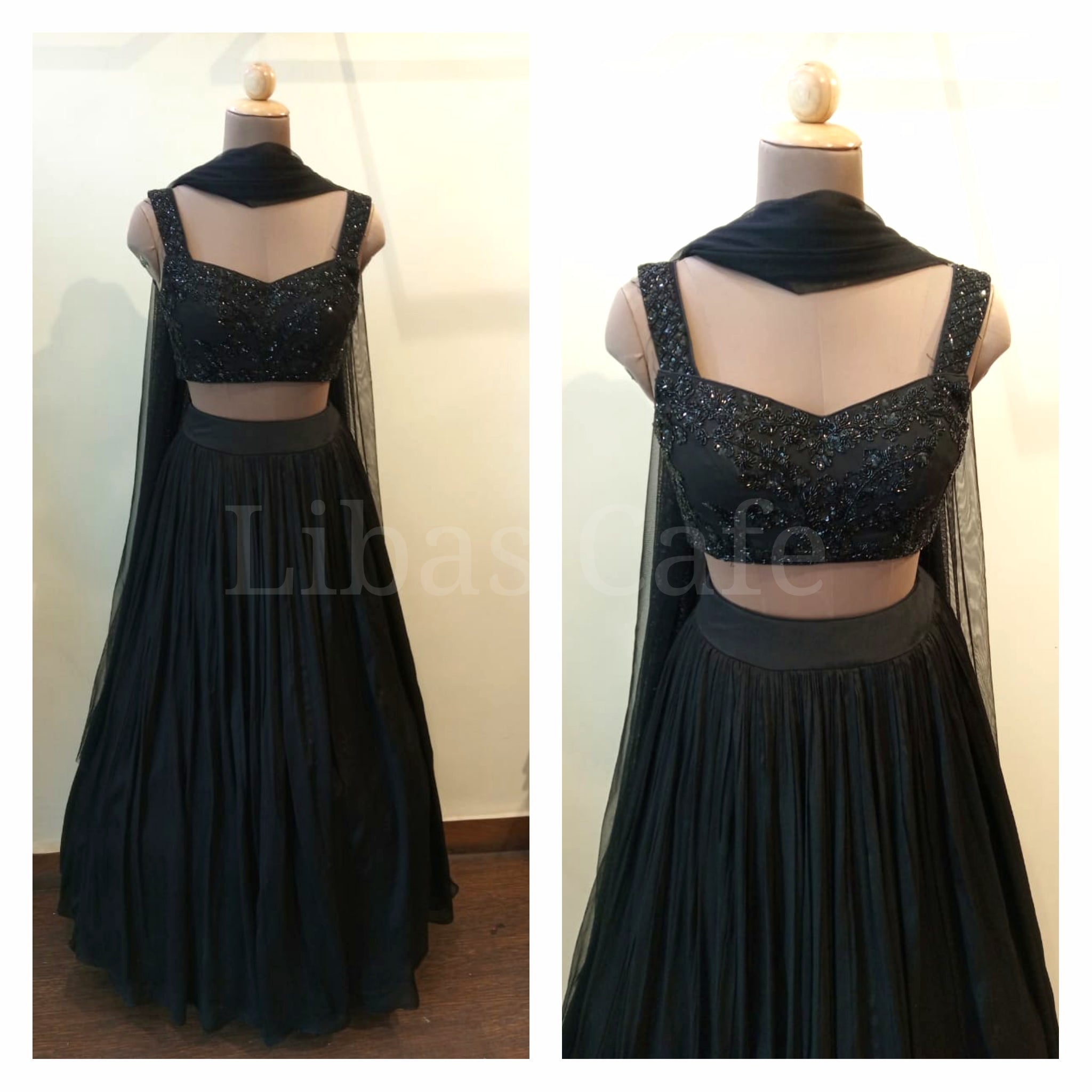 Black Pearl Embroidered Lehenga